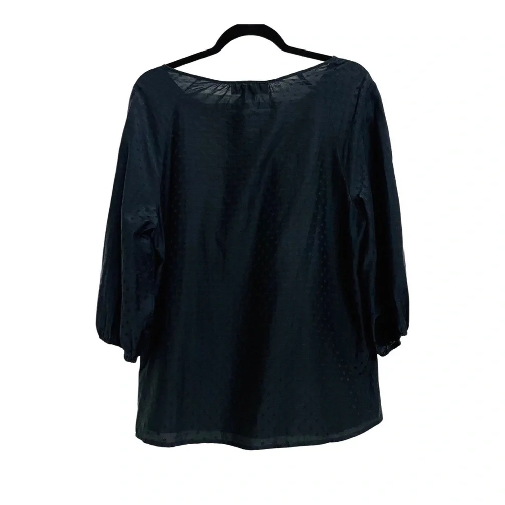 Ann Taylor LOFT - Round Yoke Puff Sleeve Top - Navy Blue